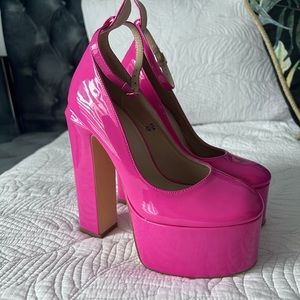 Hot Pink Platform Block Heels Size 6